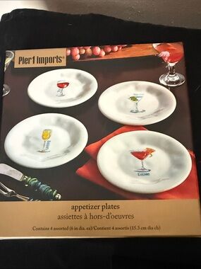 Pier 1 Imports White Cocktail Appetizer Plates – Set of 4